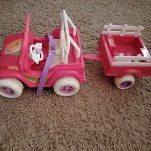 Barbie Pink and Purple Toy Jeep with Trailer